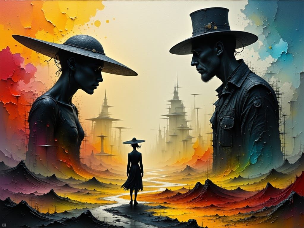 Dreamlike Titans in a Surreal Landscape