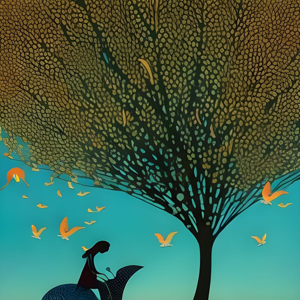 Girl on Bike in Vibrant Collage Style