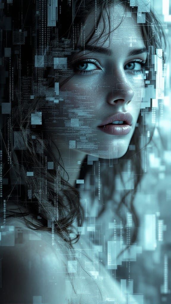 Corrupted Renaissance Figure in Digital Decay