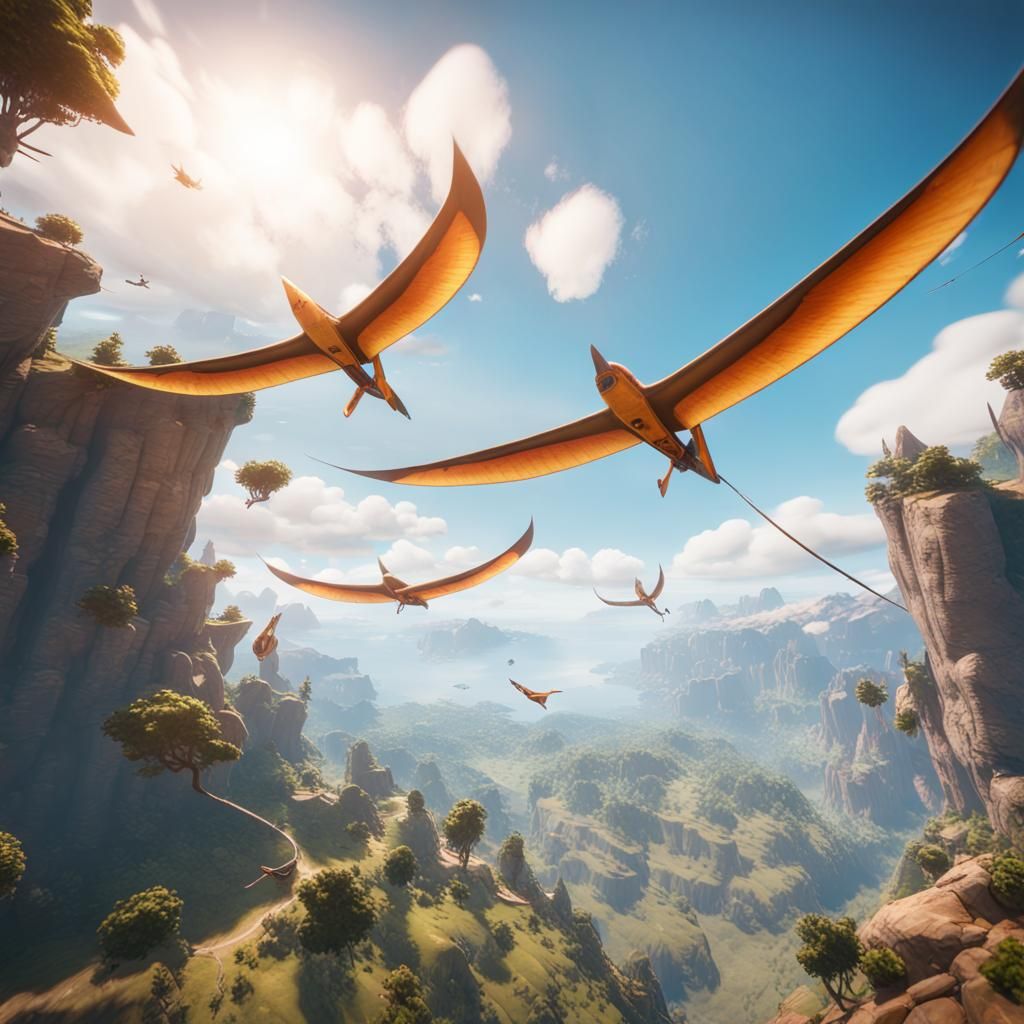 Bird Gliders Sky: 3D Game Cinematic Graphics