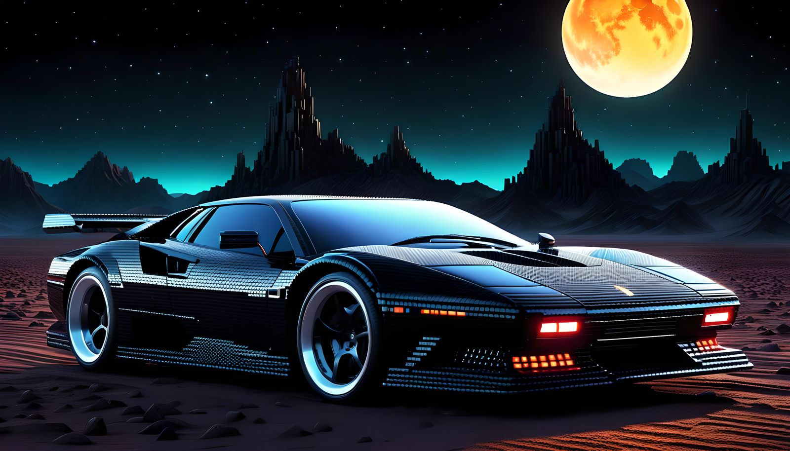 8bit Pixelated Super Car on Alien Planet