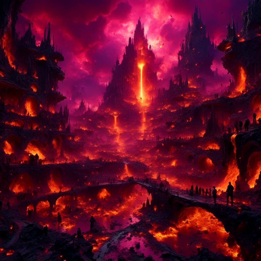 Underground Dwarf City with Lava Flows