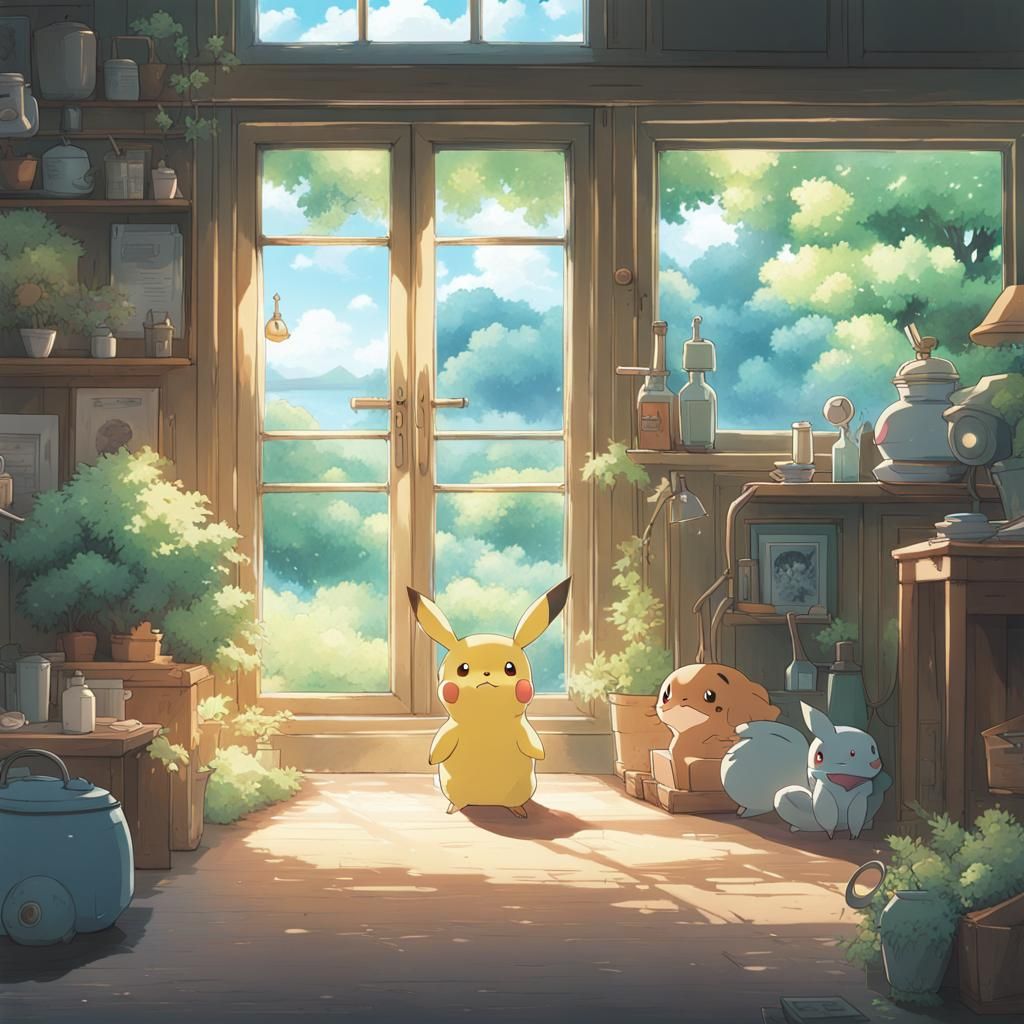 Cute Pokemon in Studio Ghibli Anime Style