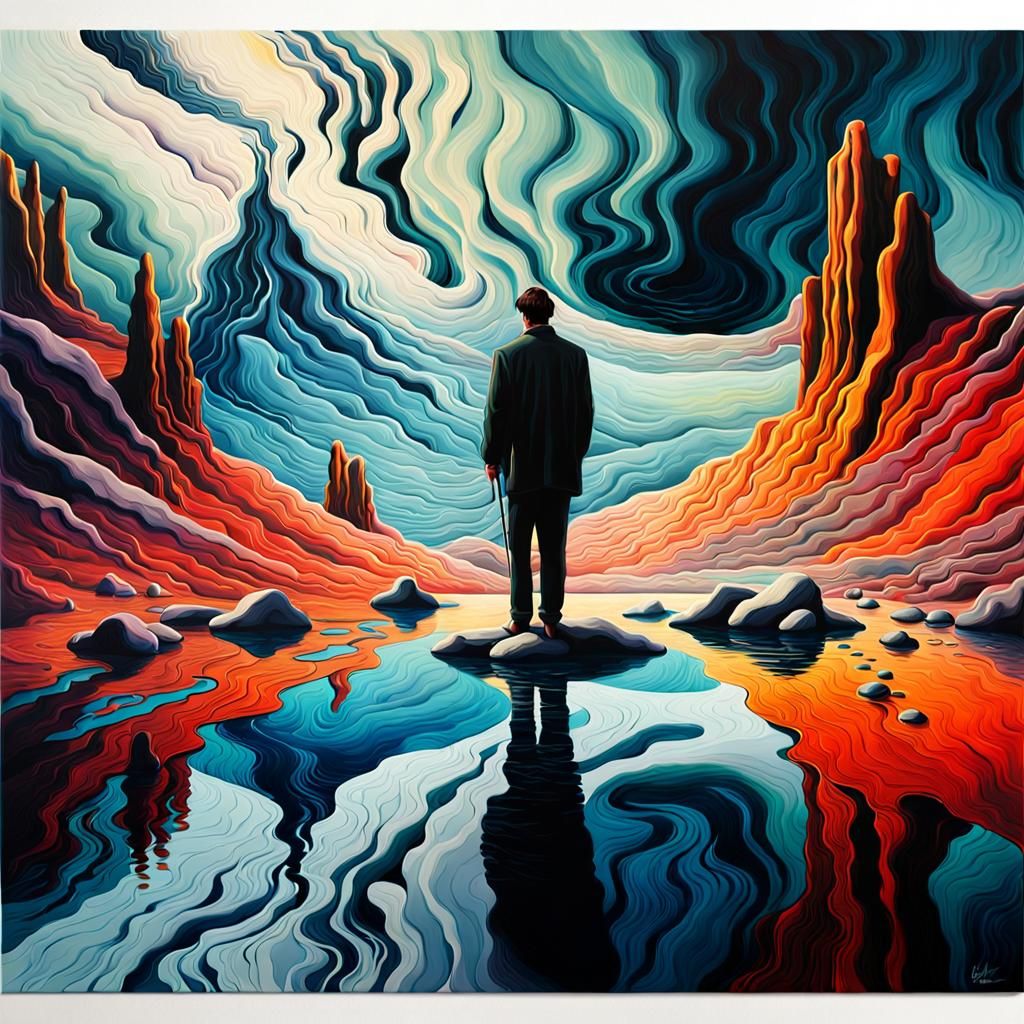 Dreamlike Figure in a Surreal Landscape