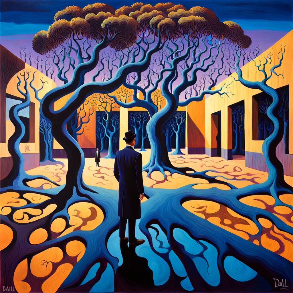 Dreamlike Court: A Surrealist Oil Painting