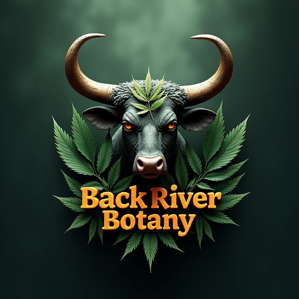 Halloween Themed 3D Logo with Cannabis and Bull