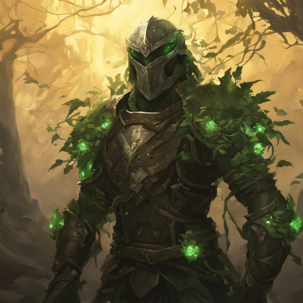 Green Knight in Ruined Temple: D&D Concept Art