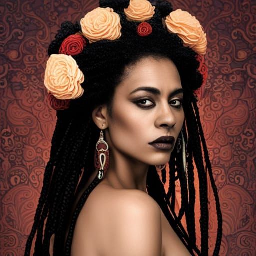 Woman with Dreadlocks in Gustav Klimt Style