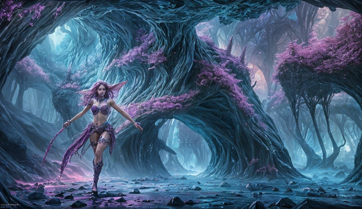 Colorful Crystal Cave Fairy: Detailed Fantasy Art