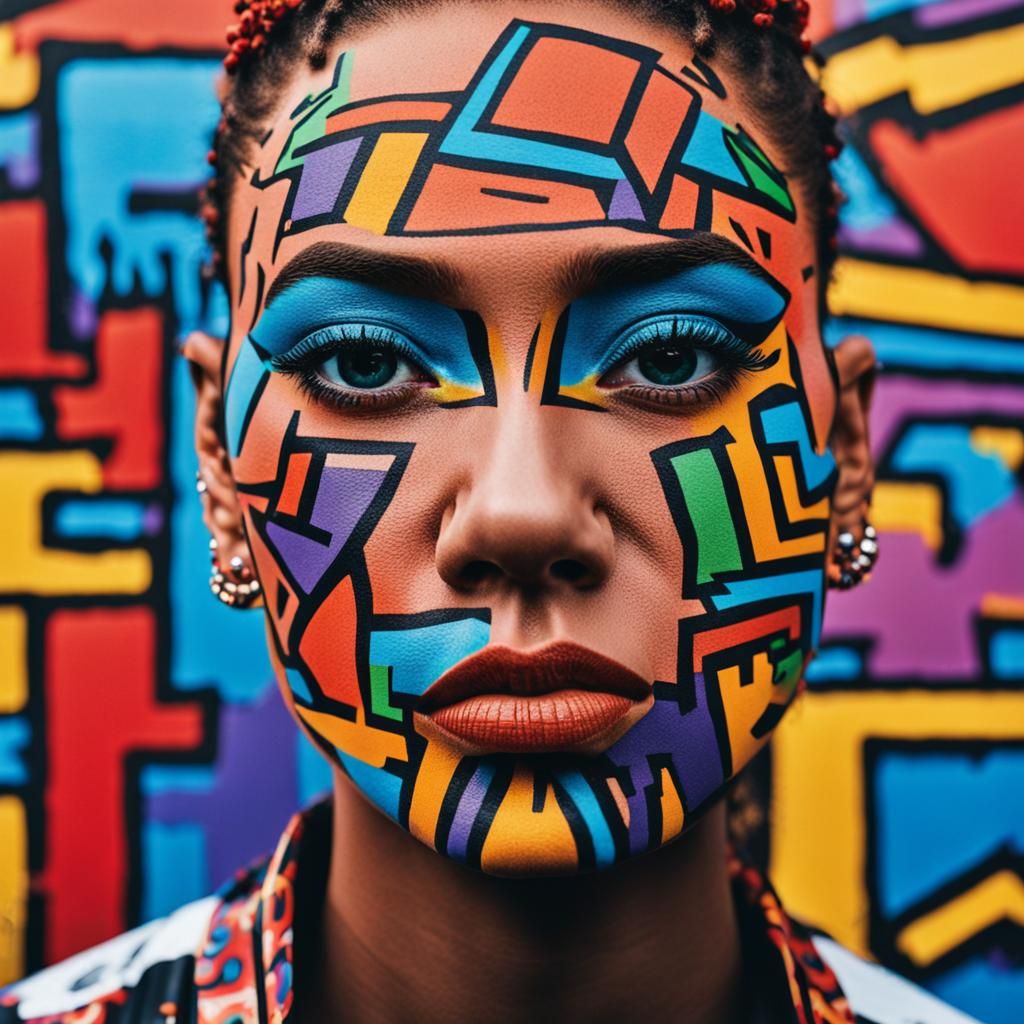 Geometric Pop Art Portrait in Urban Street Style
