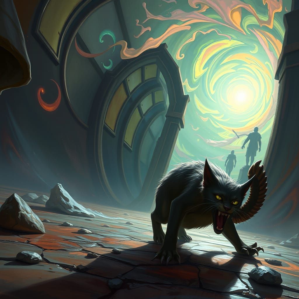 Cat in a Dissolving Reality: A Vivid AI Image