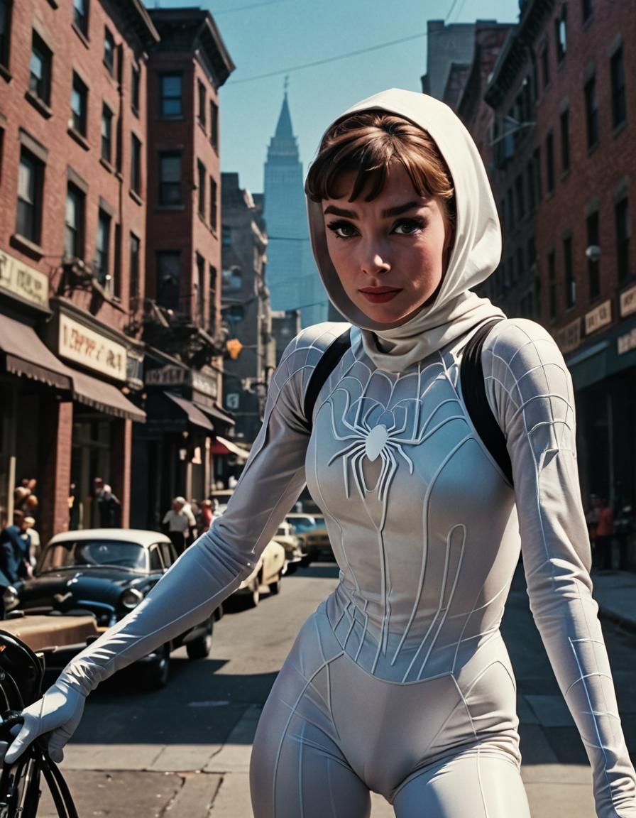 Audrey Hepburn as Spider-Gwen in 1950s Film
