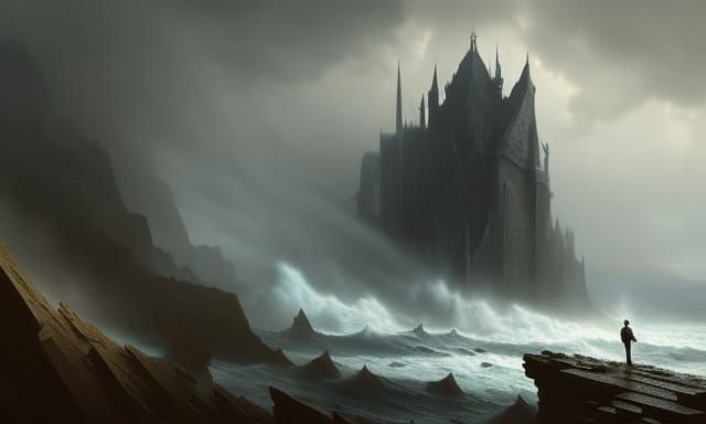 Apprentice and Sea Dragon: Dark Fantasy Art