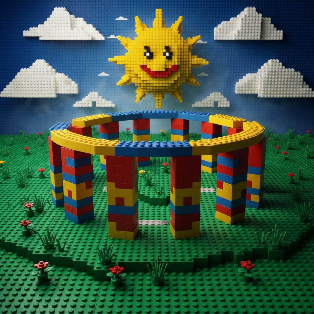 Lego Stonehenge With Smiling Sun
