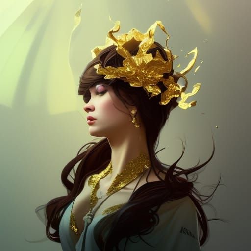 Gold Princess Portrait in Hyperdetailed Art Style
