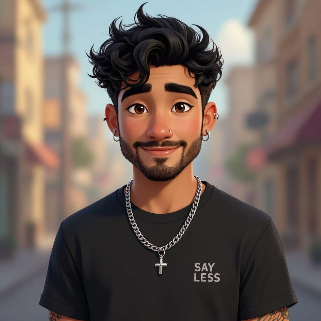 Confident Young Man in Polished Pixar Style