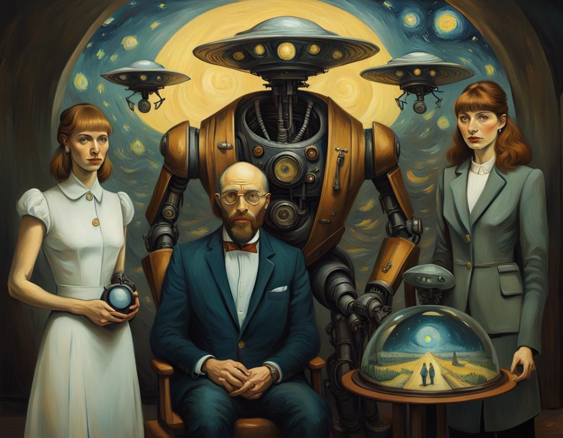 Intergalactic Diplomatic Meeting as Van Gogh Painting