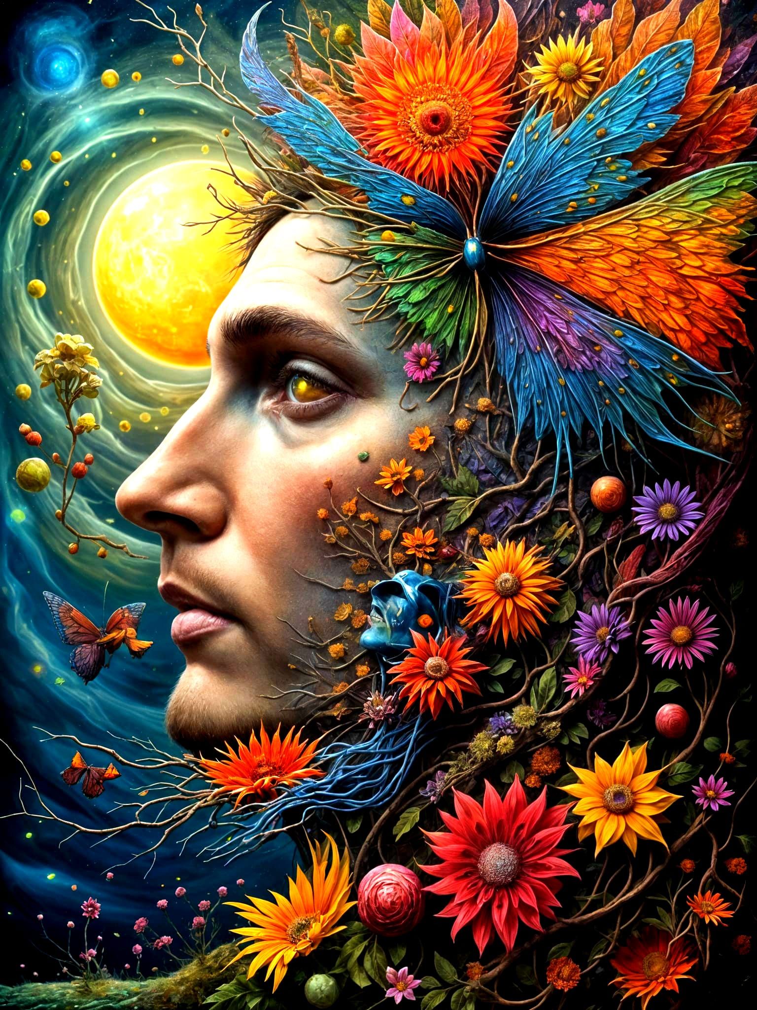 Eldritch Man Trapped in Smoke with Butterfly Wings