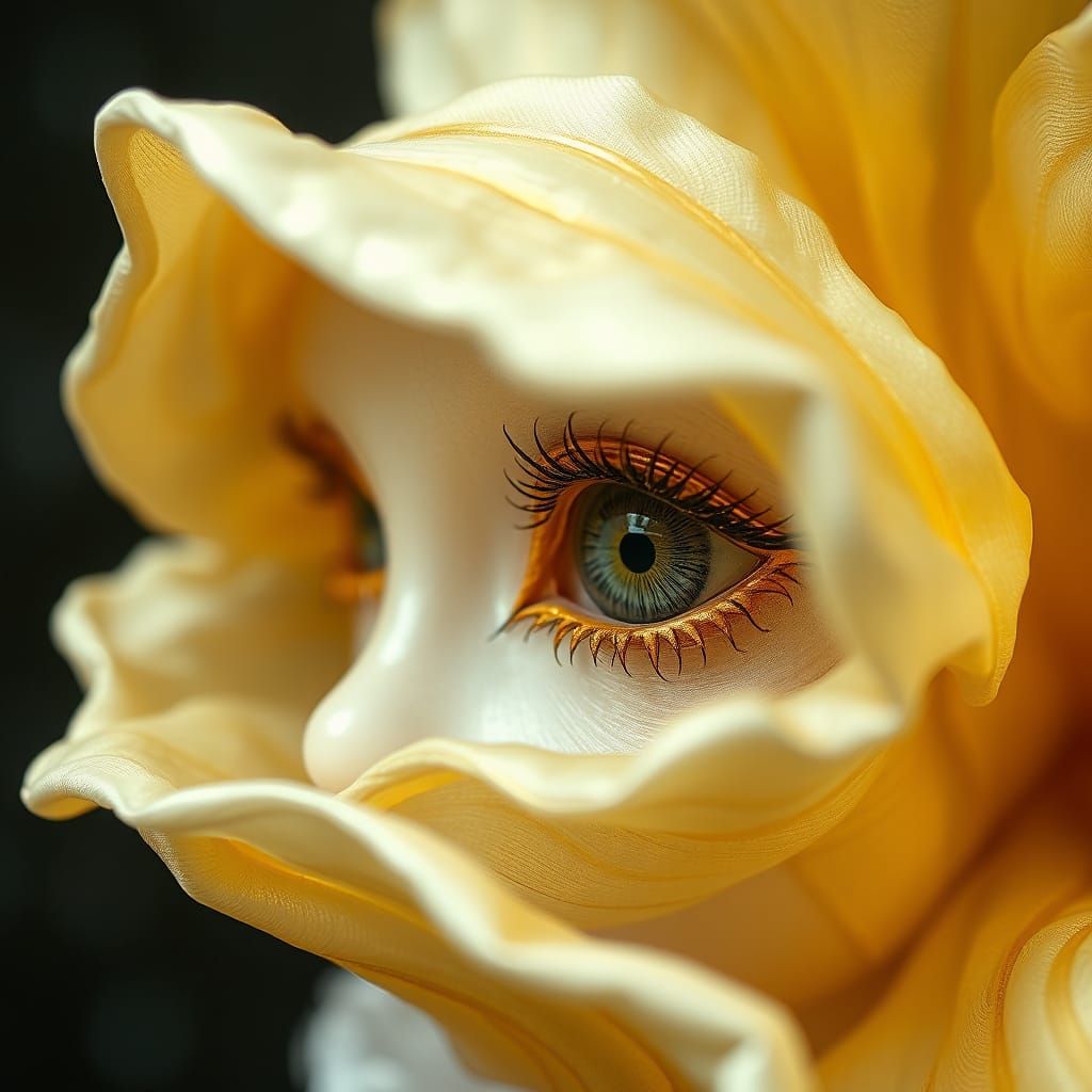 Dreamy Iris Folding Portrait in Art Nouveau Style