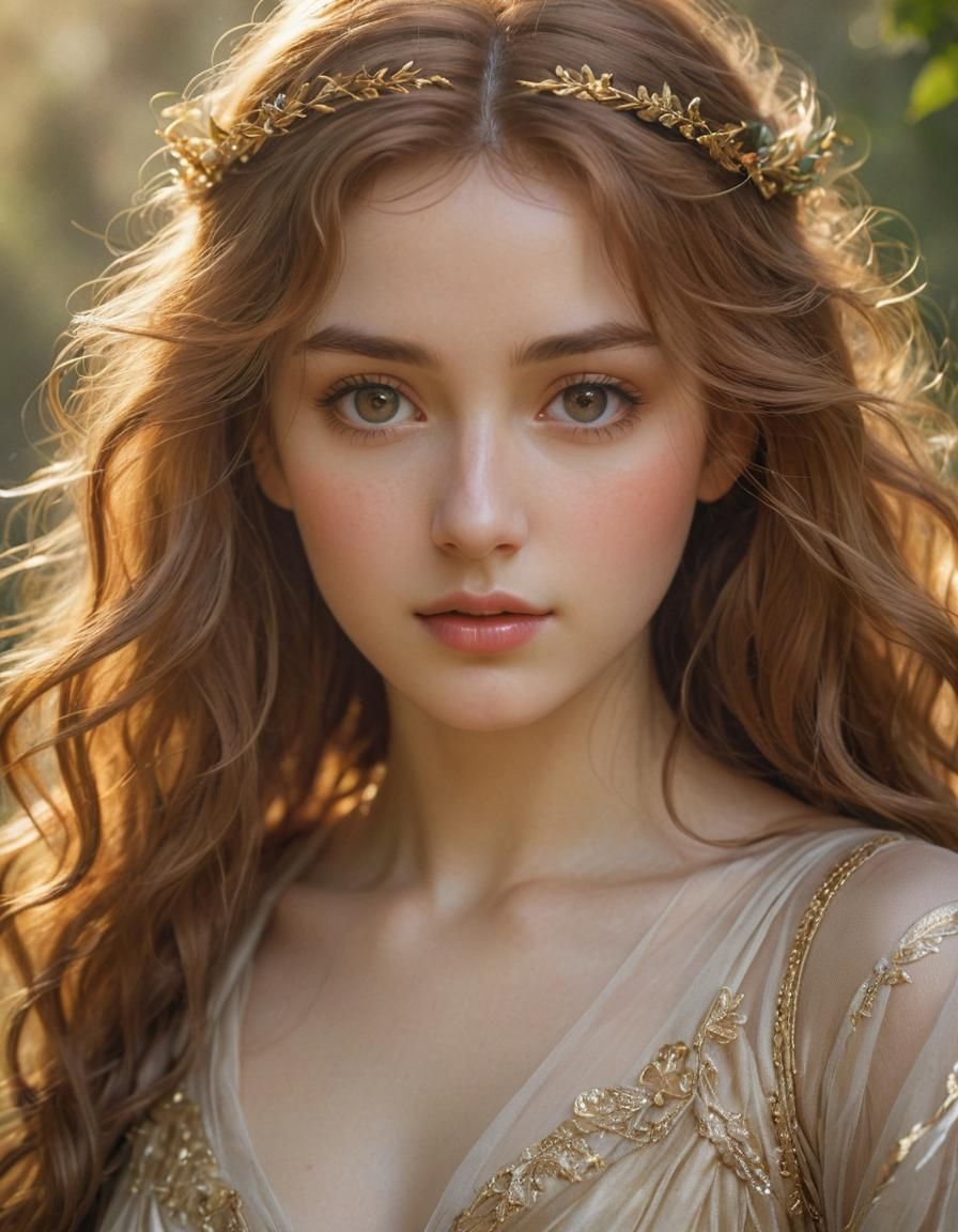 Goddess Portrait in Realistic Anime Style