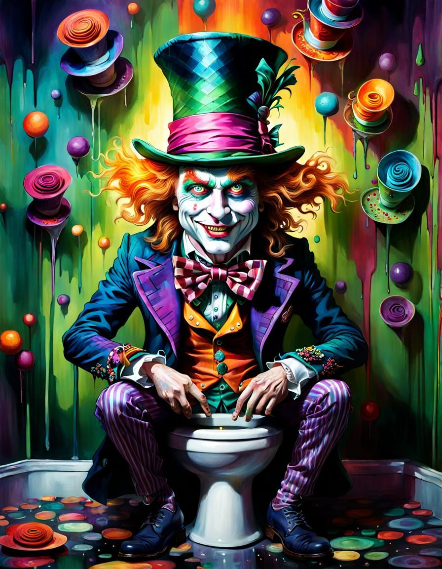 Angry Mad Hatter in Psychedelic Art Style