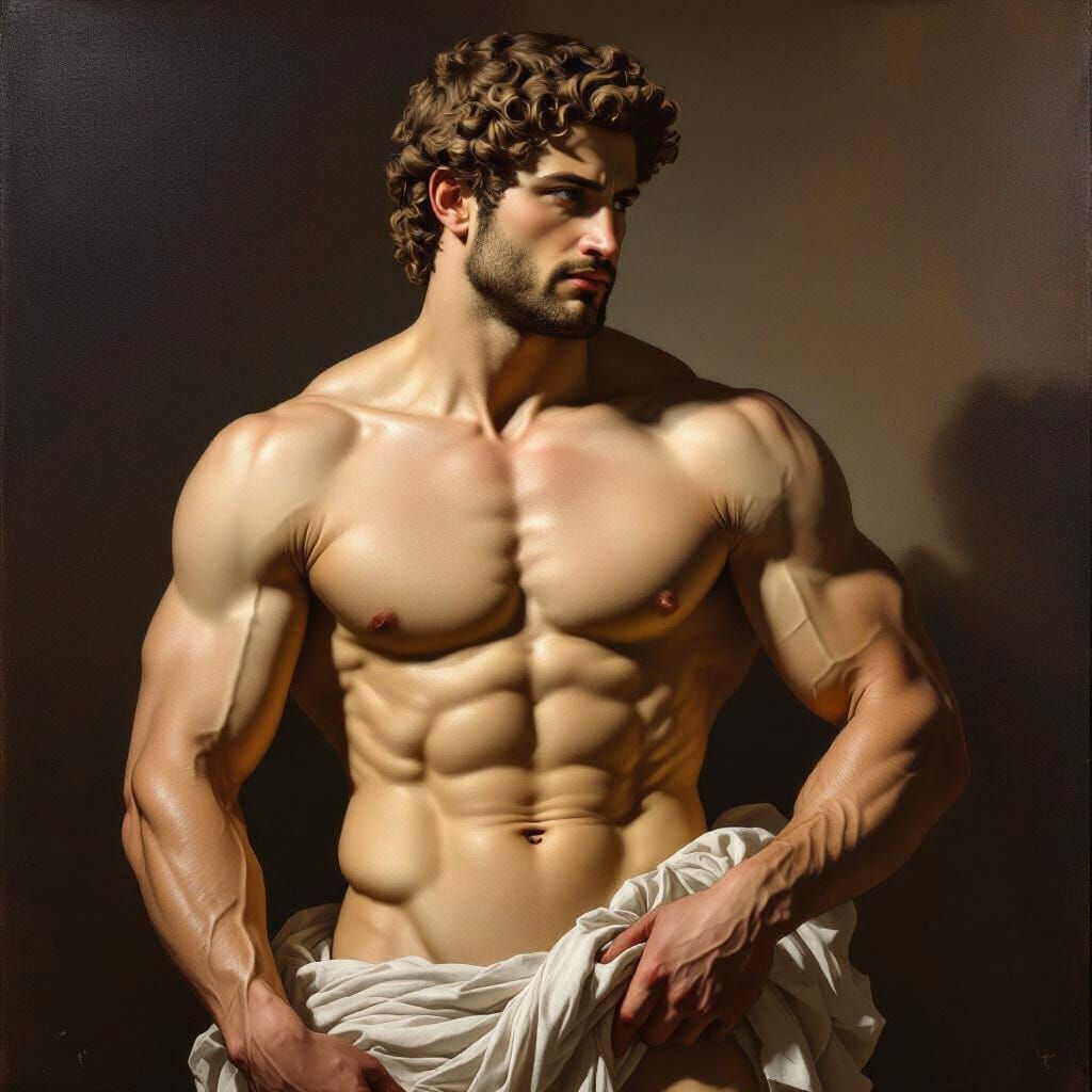 Renaissance Style Male Nude in Dramatic Chiaroscuro