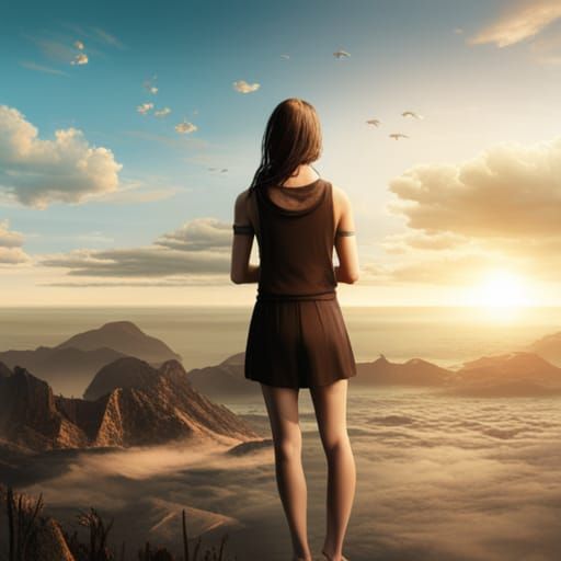 Girl Protects Lover: Epic Cinematic Digital Painting