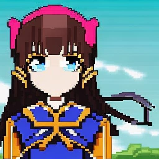 Cute Anime Girl in 16-Bit Style