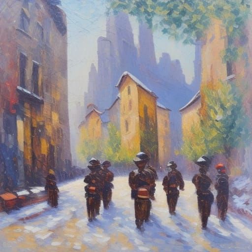 Marching through town