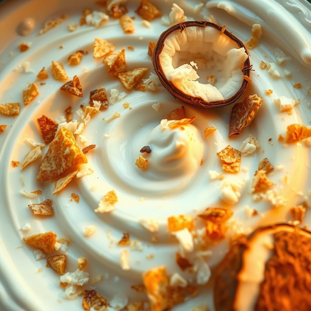 Coconut Cream Swirl with Coconut Pieces in Digital Art