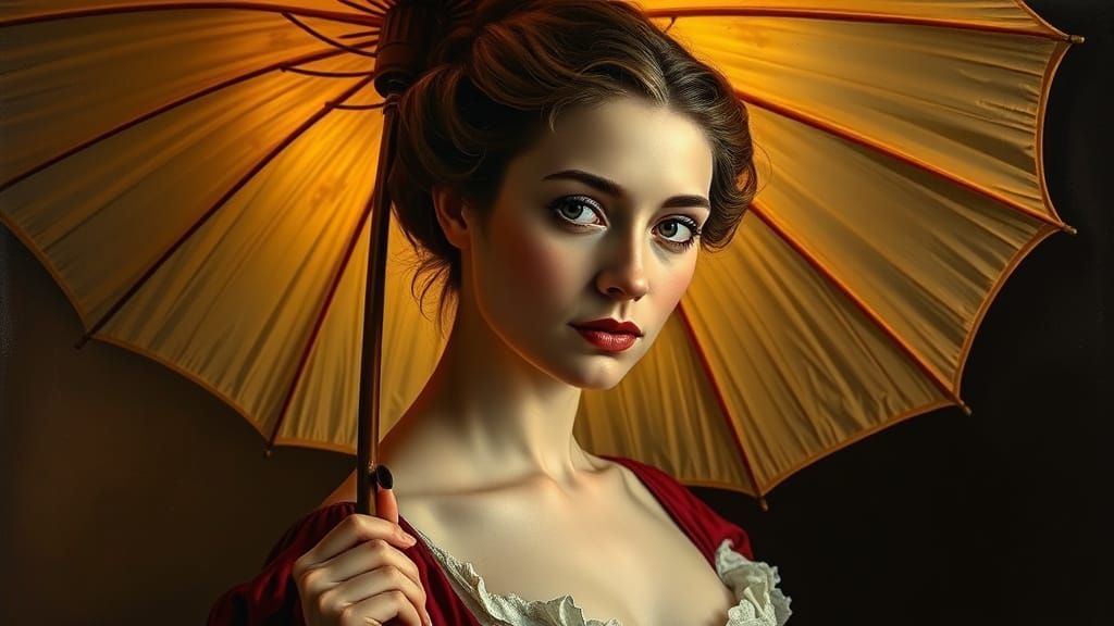 18th Century Woman Portrait in Chiaroscuro Oil Painting