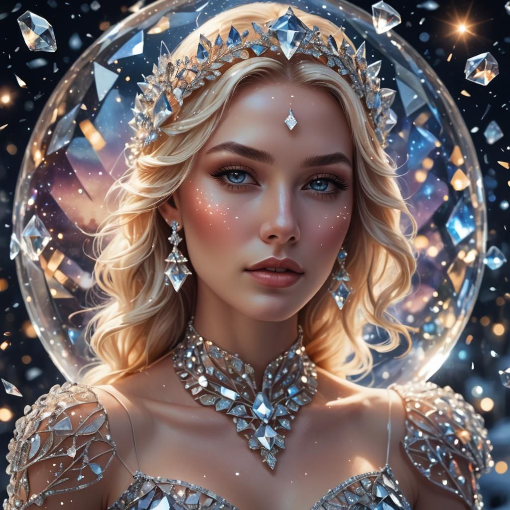 Ethereal Goddess in Glassy Splendor