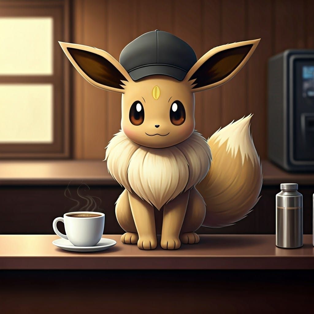 Eevee Barista Survives Coffee Cup
