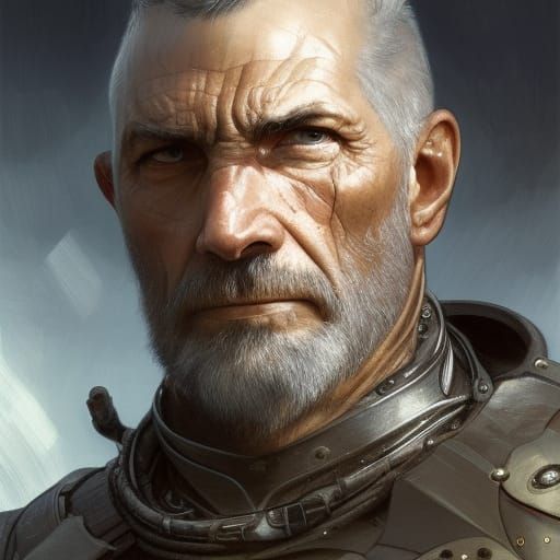 Falcon-Eyed General in Armor: Hyperdetailed Portrait