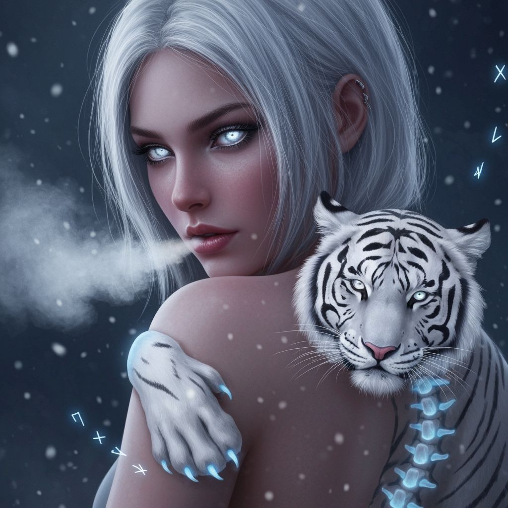Tiger Princess Portrait with Glowing Tattoo
