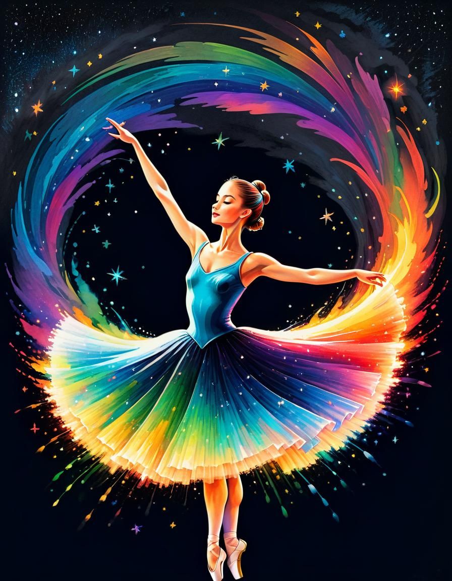 Rainbow Fire Ballerina in Expressive Style
