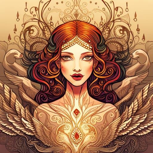 Steampunk Swan Goddess in Luminous Colors