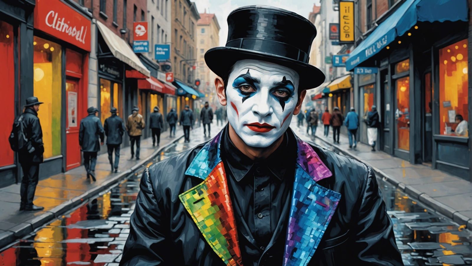 Fantastical Mime Imposter in Impasto Style