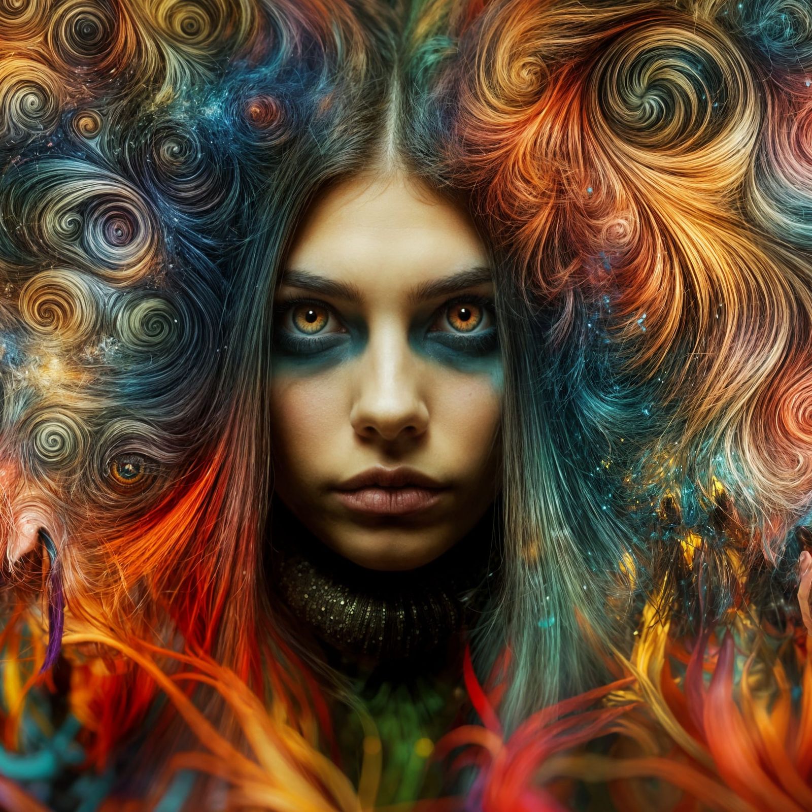 Hypnotic Girl Surrounded by Chaos and Decadence