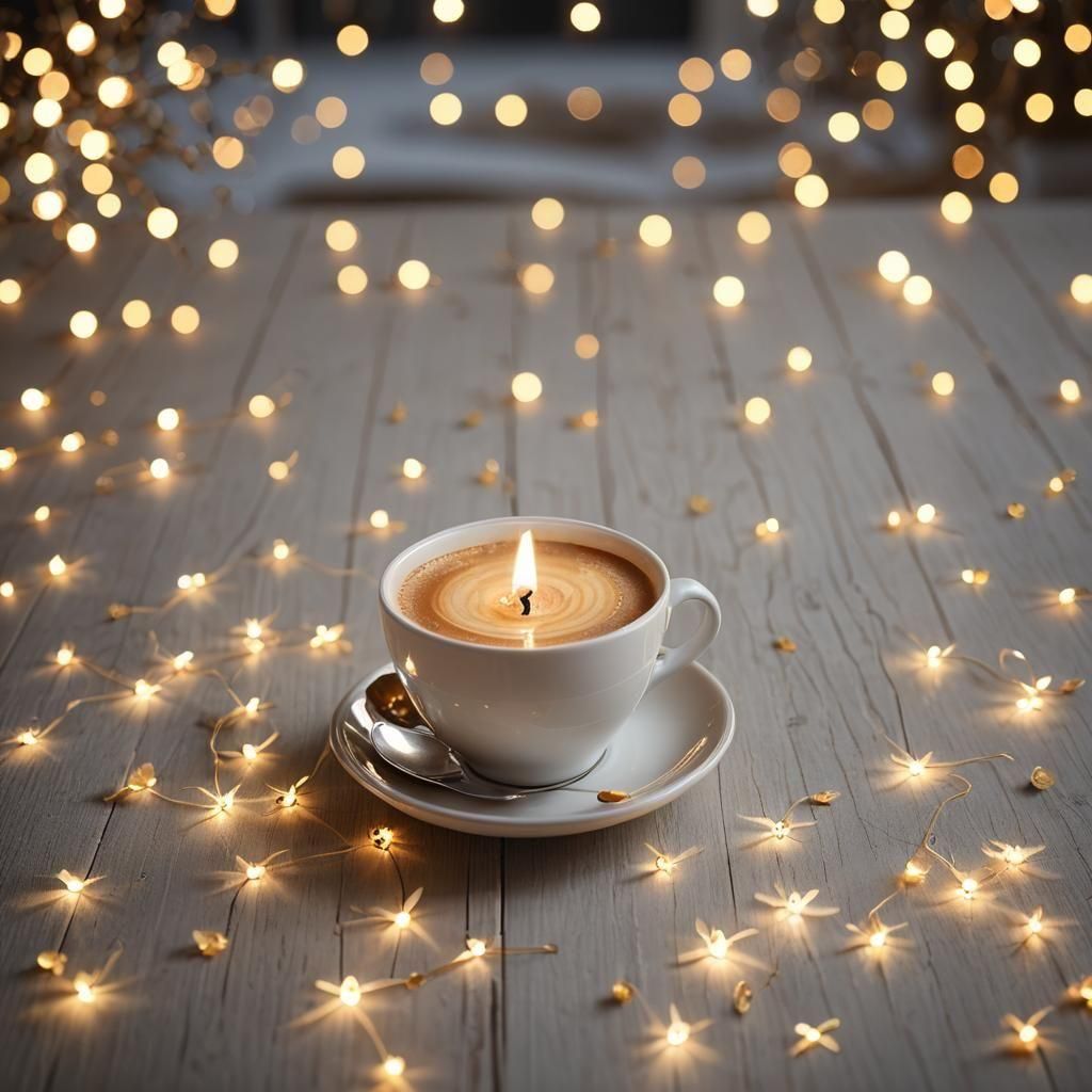 Elegant Coffee Still Life with Golden Candlelight