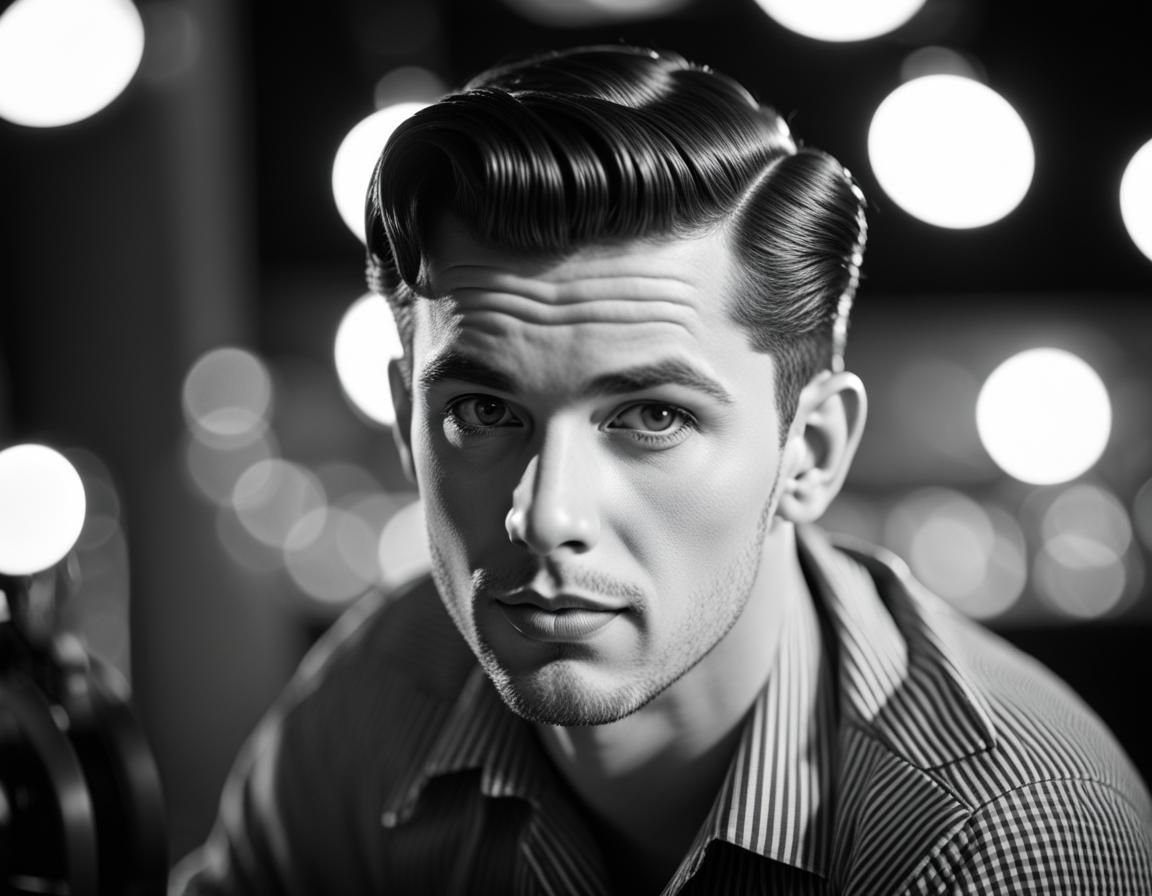 Classic 1950s Male Pin-Up in Black and White