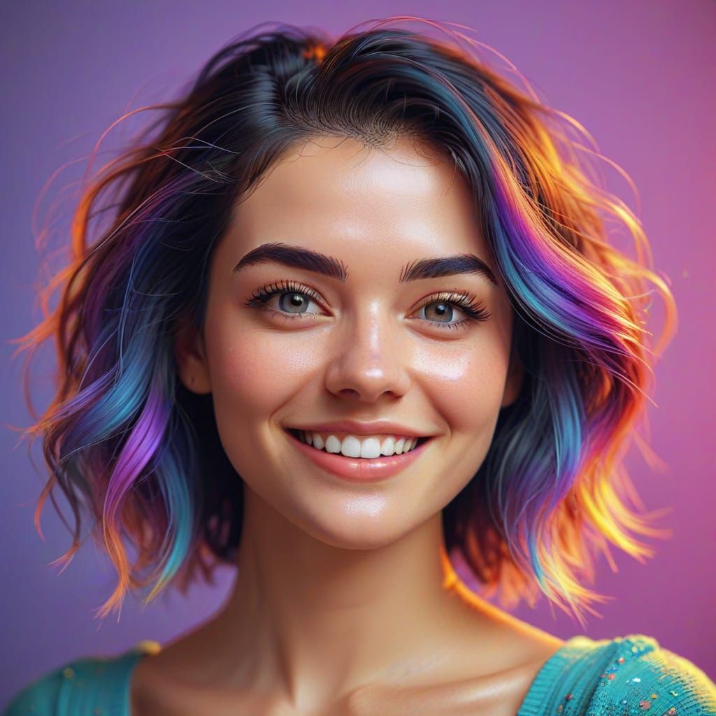 Pixel Art Portrait with Bright Smile