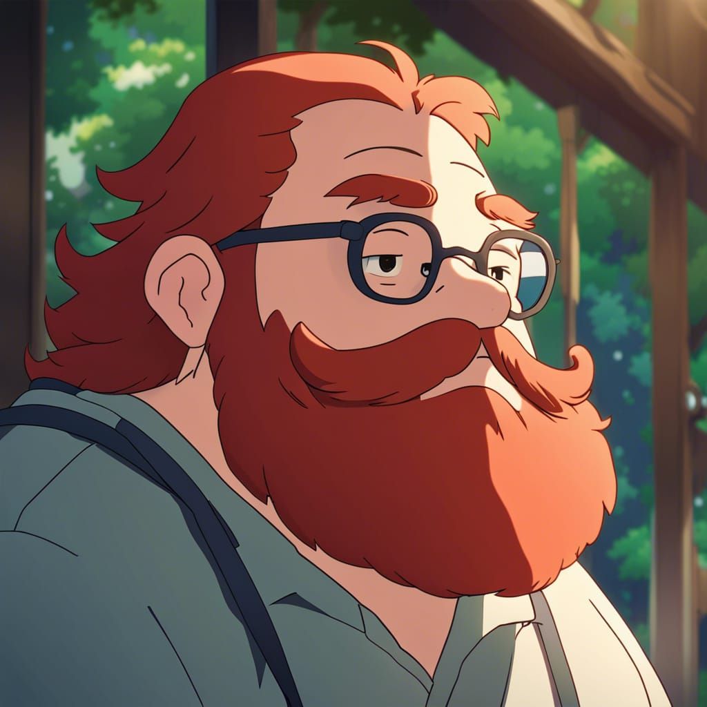 Red Haired Man in Ghibli Anime Style