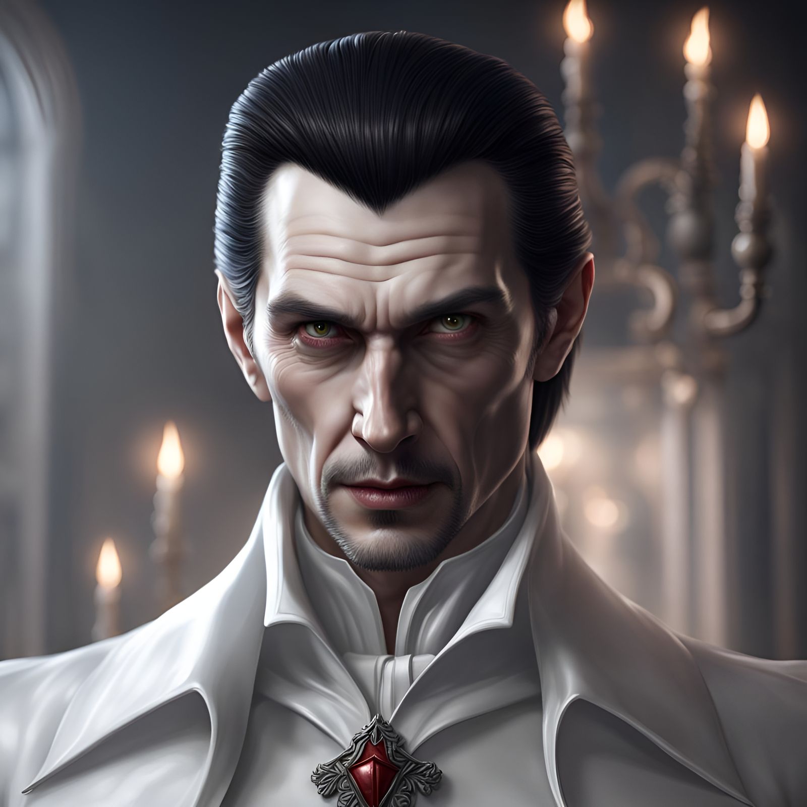 Hyperrealistic Portrait of Handsome Count Dracula