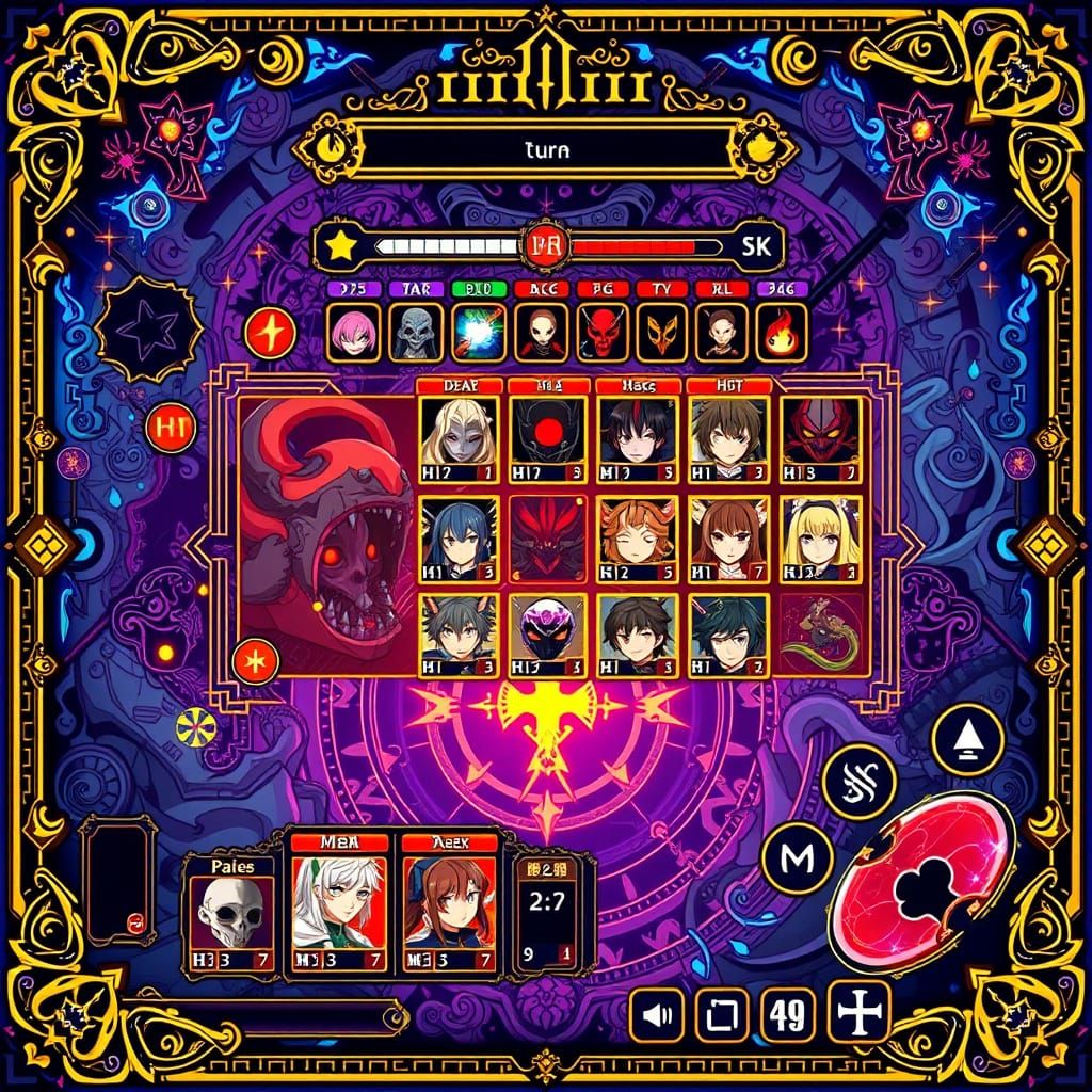 JRPG Battle Screen in Vibrant Anime Pixel Art Style