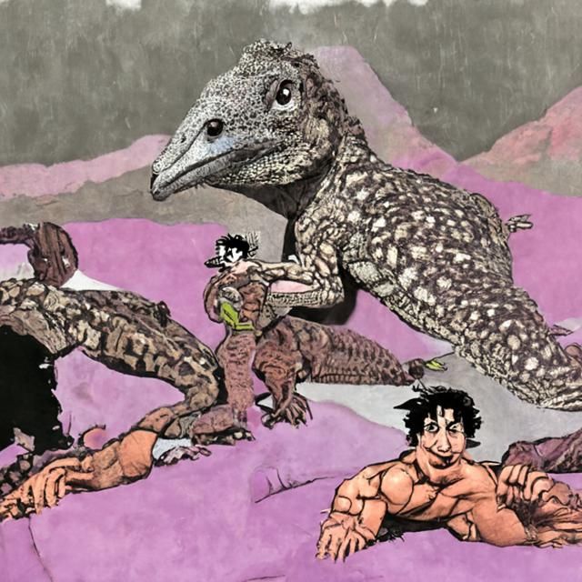 Velociraptors' Bizarre Adventures in Comic Art Style