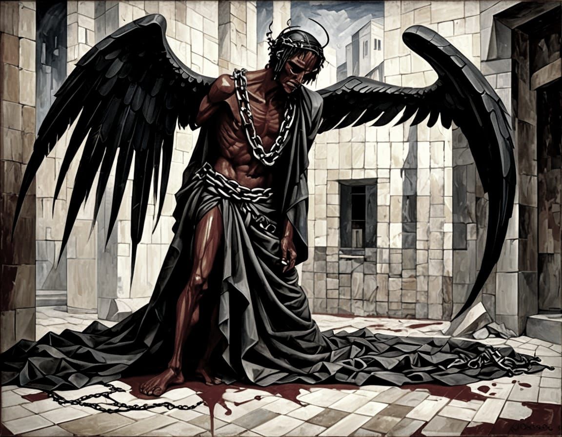 Fallen Angel in Abstract Cubist Style