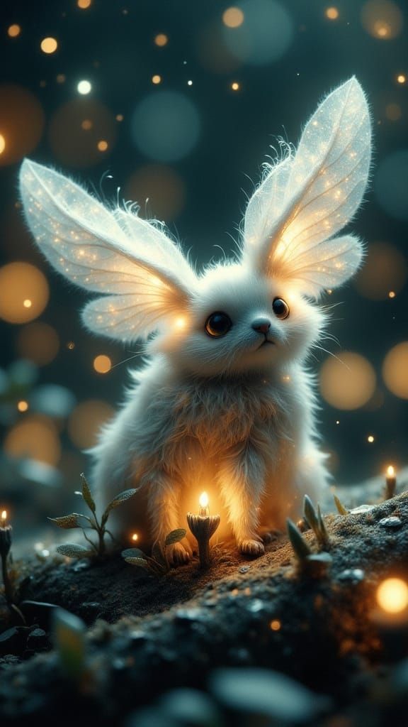 Cute Winged Moth-elfling with Cinematic Lighting