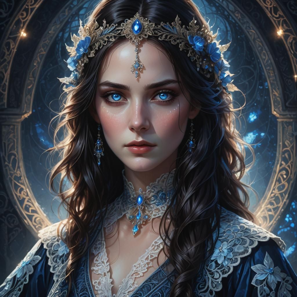 Dark Fantasy Woman Portrait in Hyper-Realistic Style