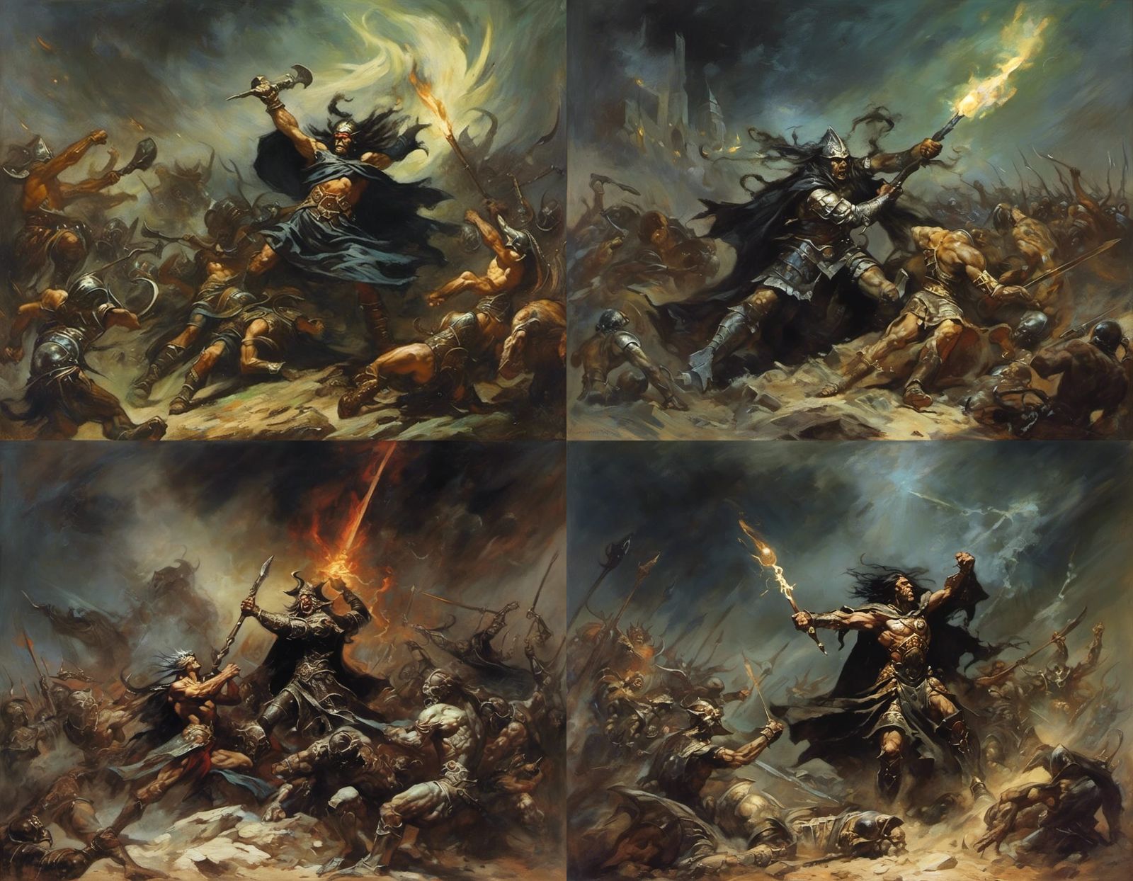 Dark Wizard Battles Warriors with Spells
